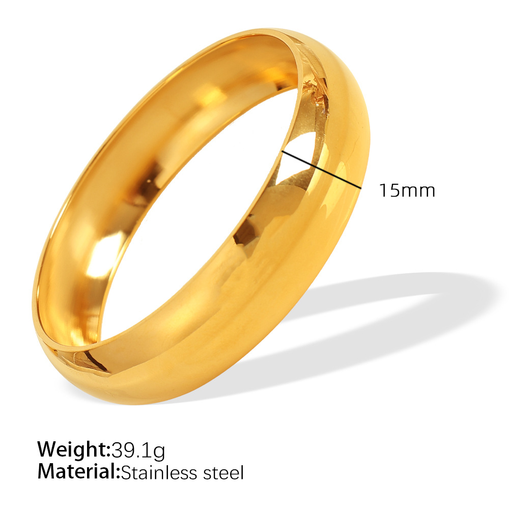 1 Piece Simple Series Simple Solid Color Stainless Steel  Gold Color Women's Bangles 